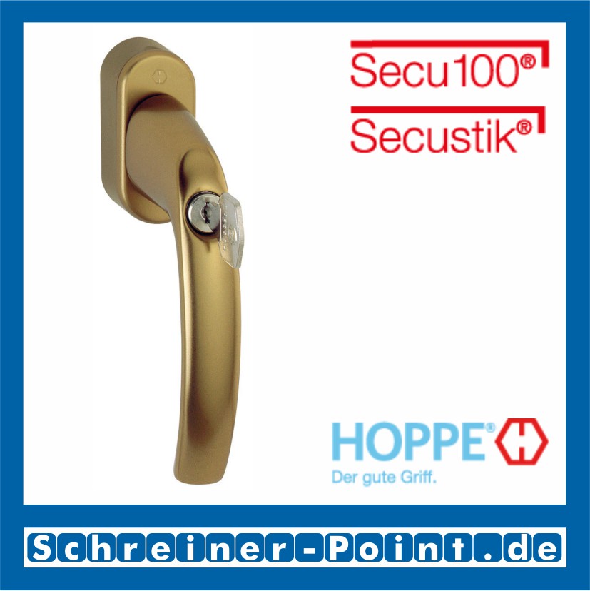 Hoppe Atlanta Aluminium Fenstergriff abschließbar F4 Bronze Secu100 + Secustik 0530S/US952 100 Nm, 10763933